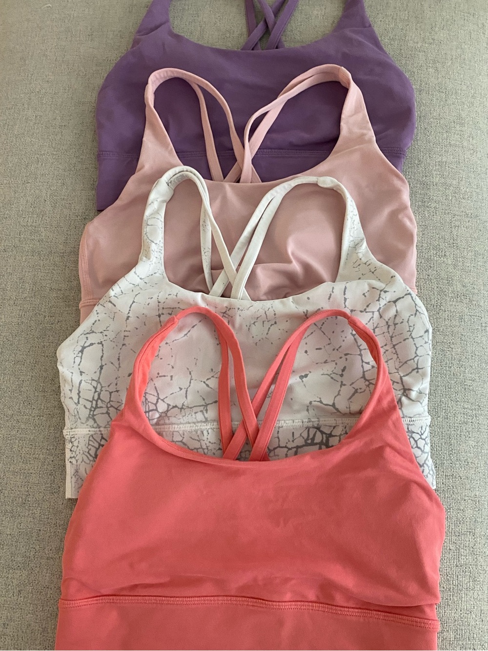 lululemon athletica Strappy Sports Bras in Purple, Pink, White, Coral - Picture 2 of 2